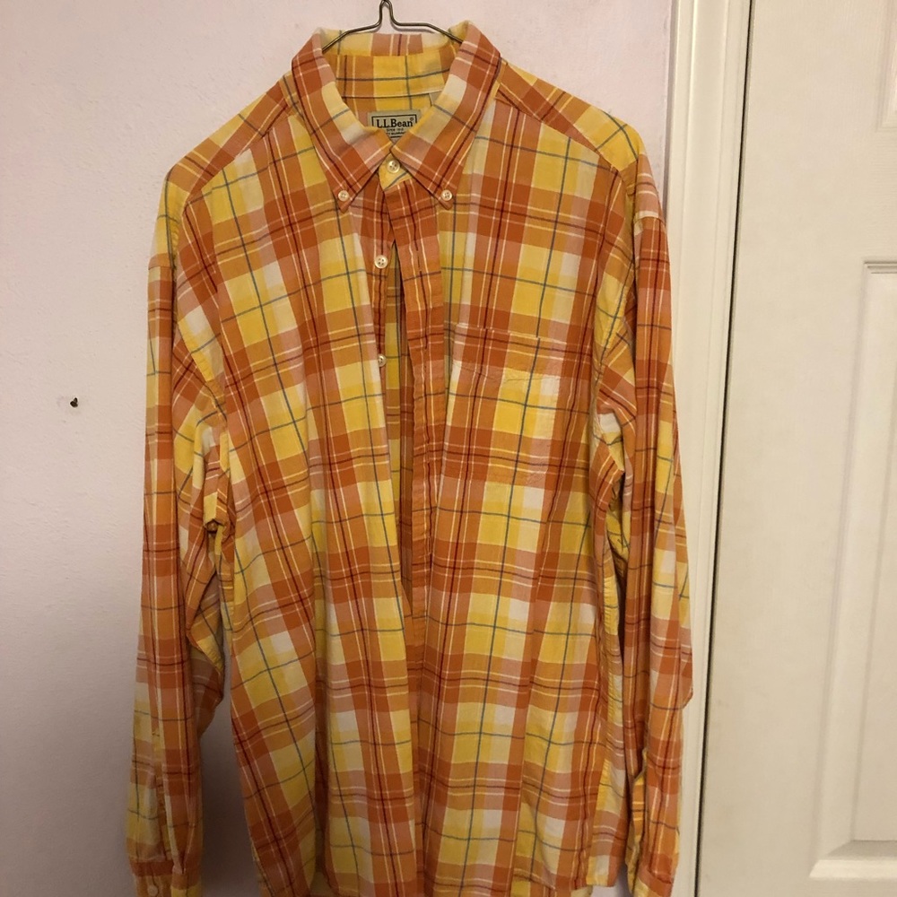 🦃 2/$20 🦃 LL Bean | Men’s Large | Yellow/Orange Plaid